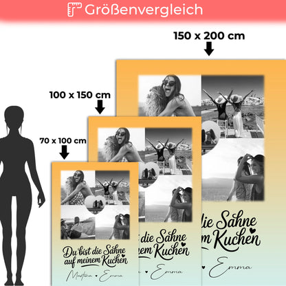 Personalisierte Decke beste Freundin mit 4 Fotos und Herz Foto Du bist die Sahne 5
