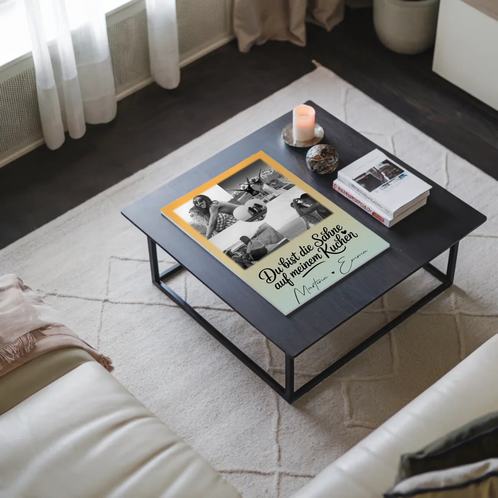 Beste Freundinnen Fotoboard mit 4 Fotos und 1 Herz Foto Du bist die Sahne personalisiertes Geschenk 3