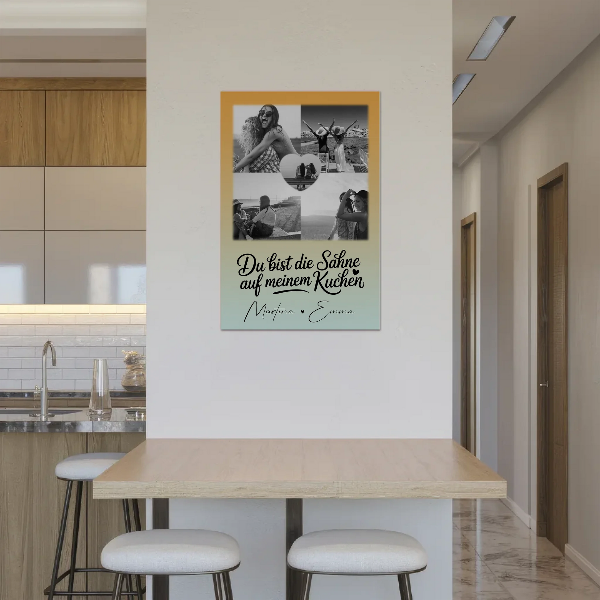 Beste Freundinnen Fotoboard mit 4 Fotos und 1 Herz Foto Du bist die Sahne personalisiertes Geschenk 2