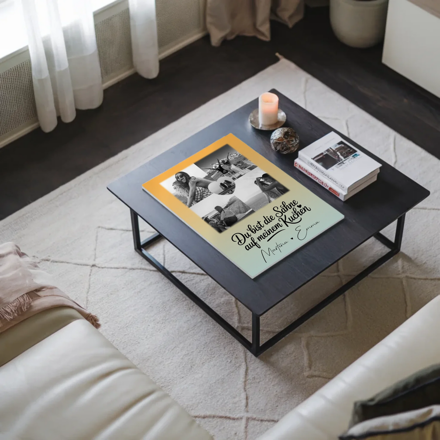 Beste Freundinnen Fotoboard mit 4 Fotos und 1 Herz Foto Du bist die Sahne personalisiertes Geschenk 9