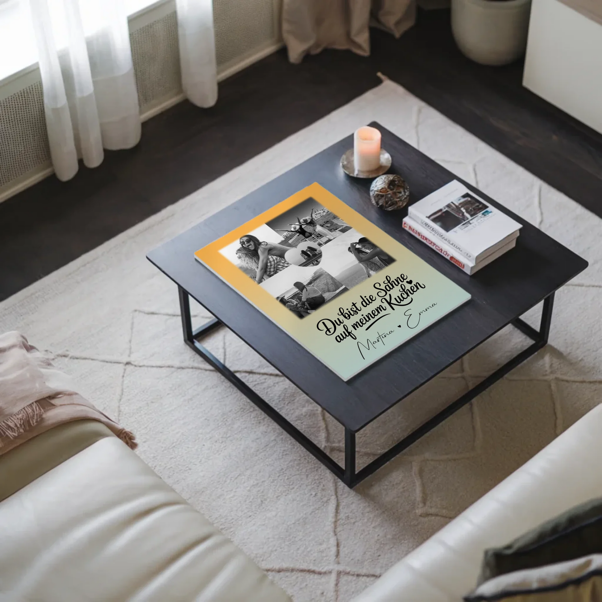 Beste Freundinnen Fotoboard mit 4 Fotos und 1 Herz Foto Du bist die Sahne personalisiertes Geschenk 9