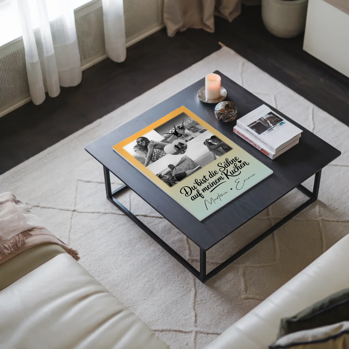 Beste Freundinnen Fotoboard mit 4 Fotos und 1 Herz Foto Du bist die Sahne personalisiertes Geschenk