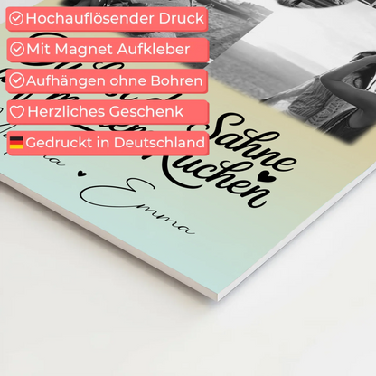 Beste Freundinnen Fotoboard mit 4 Fotos und 1 Herz Foto Du bist die Sahne personalisiertes Geschenk