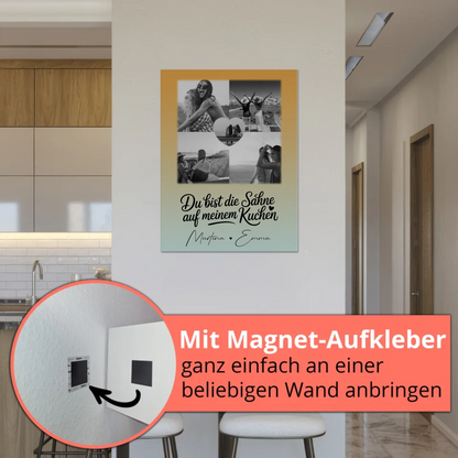 Beste Freundinnen Fotoboard mit 4 Fotos und 1 Herz Foto Du bist die Sahne personalisiertes Geschenk