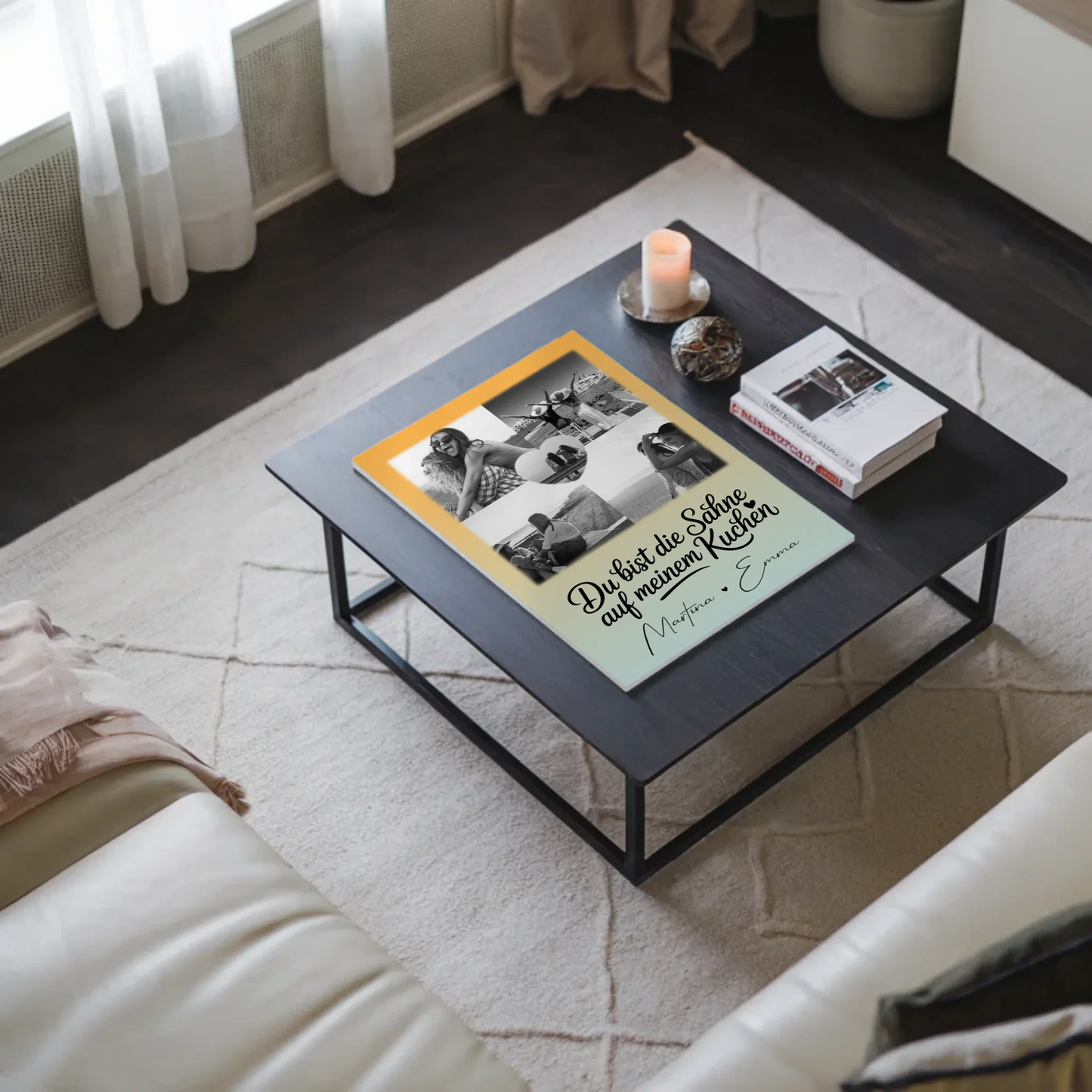 Beste Freundinnen Fotoboard mit 4 Fotos und 1 Herz Foto Du bist die Sahne personalisiertes Geschenk
