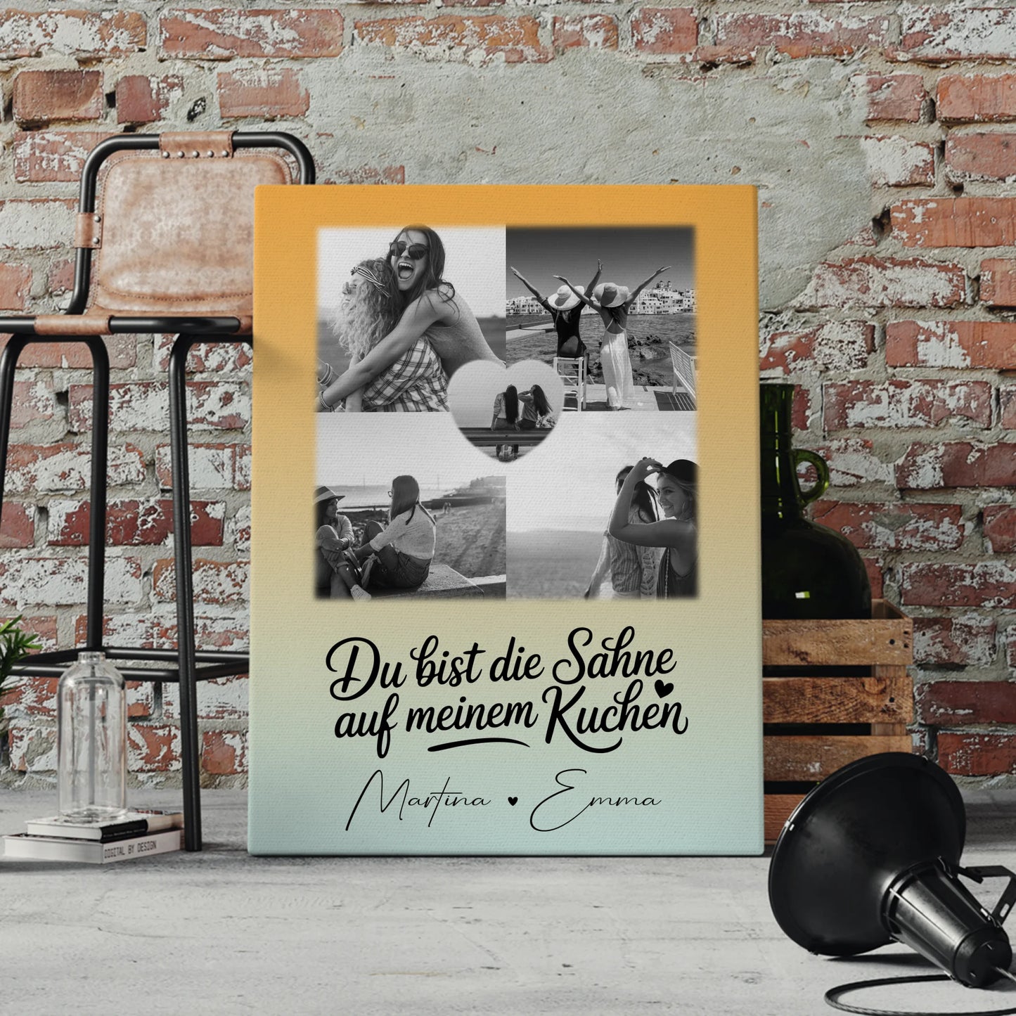 Beste Freundin Geschenk mit 4 Fotos und Herz Foto Personalisiertes Geschenk Du bist die Sahne 4