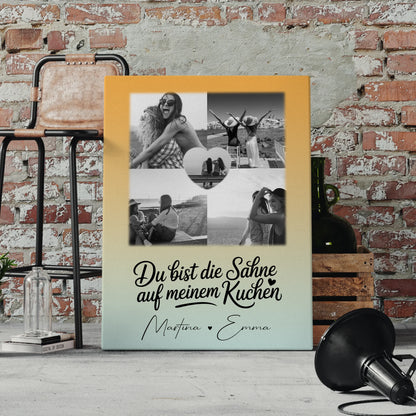 Beste Freundin Geschenk mit 4 Fotos und Herz Foto Personalisiertes Geschenk Du bist die Sahne 4