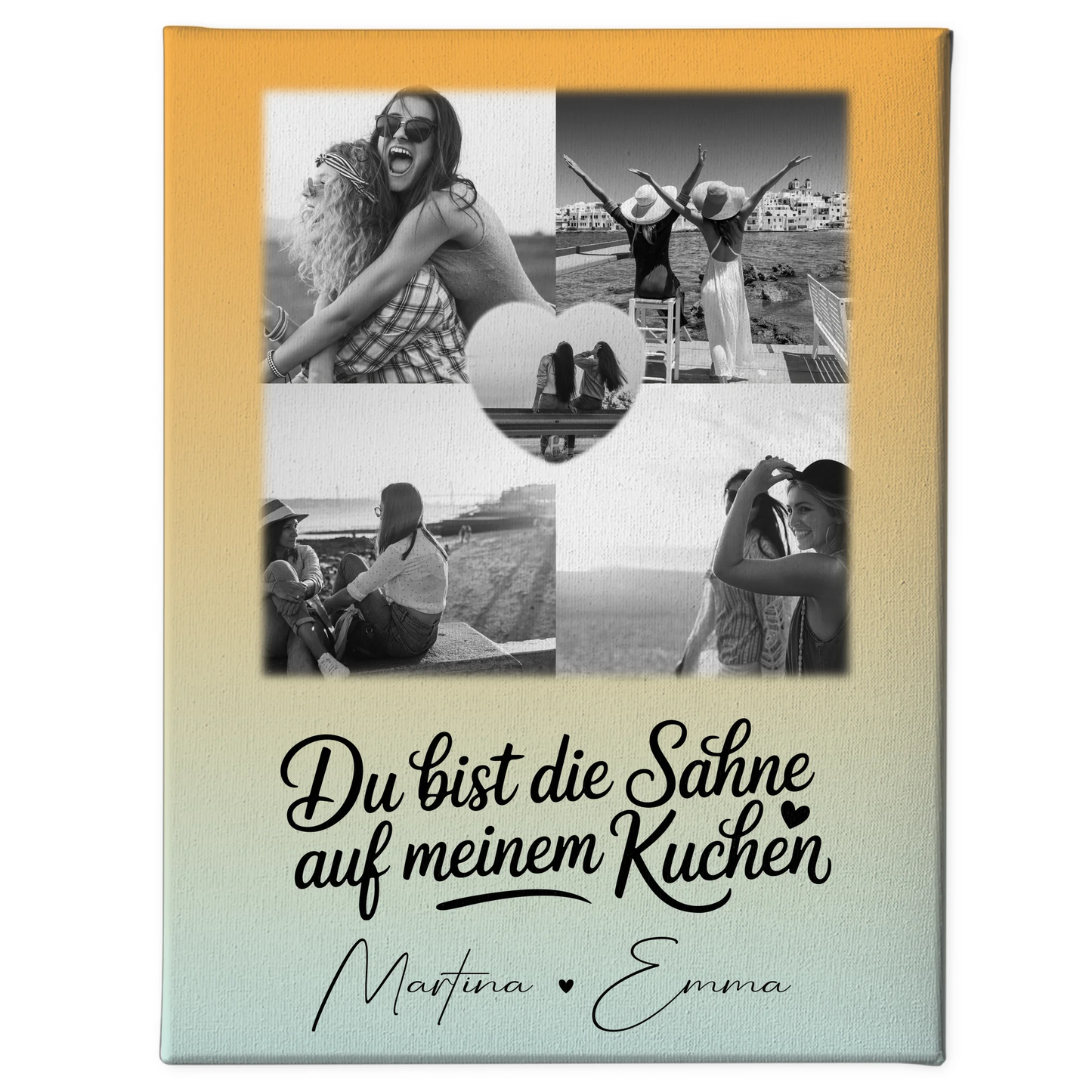 Beste Freundin Geschenk mit 4 Fotos und Herz Foto Personalisiertes Geschenk Du bist die Sahne 1