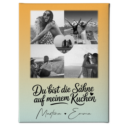 Beste Freundin Geschenk mit 4 Fotos und Herz Foto Personalisiertes Geschenk Du bist die Sahne 1