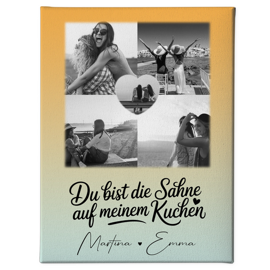 Beste Freundin Geschenk mit 4 Fotos und Herz Foto Personalisiertes Geschenk Du bist die Sahne 1
