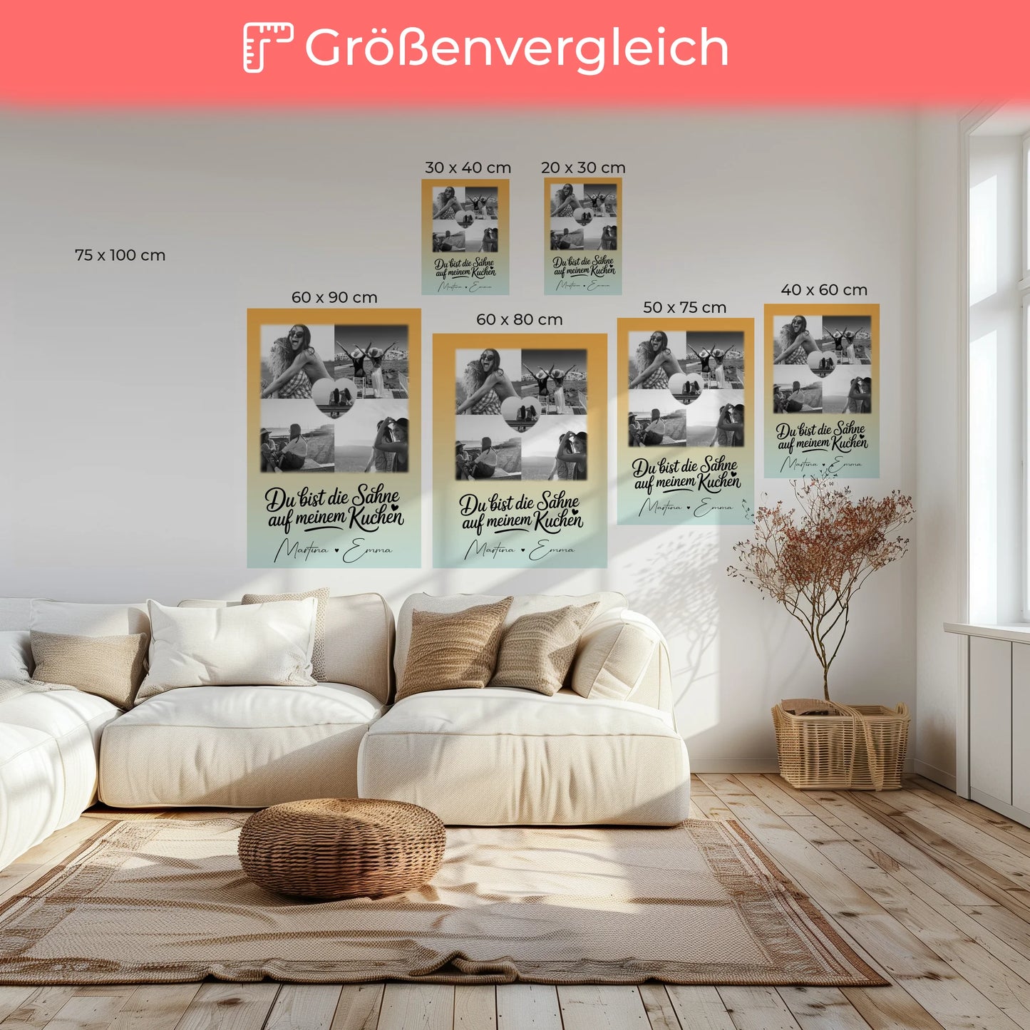 Beste Freundin Geschenk mit 4 Fotos und Herz Foto Personalisiertes Geschenk Du bist die Sahne 6