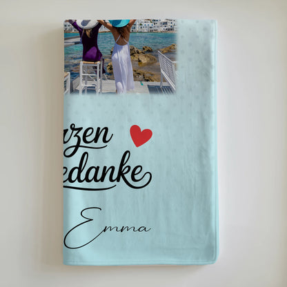 Personalisierte Kuscheldecke Mit Namen 3 Fotos und 1 Herz Foto Karte Zwei Herzen ein Gedanke 6