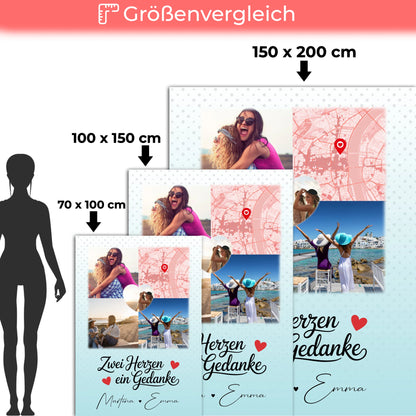 Personalisierte Kuscheldecke Mit Namen 3 Fotos und 1 Herz Foto Karte Zwei Herzen ein Gedanke 5