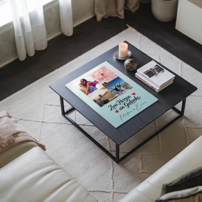 Beste Freundin Fotoboard mit 3 Fotos und 1 Herz Foto Karte Zwei Herzen ein Gedanke personalisiertes Geschenk 9