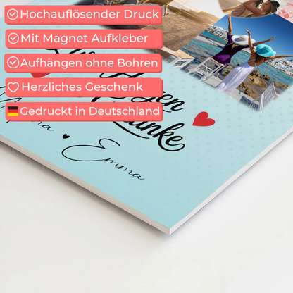 Beste Freundin Fotoboard mit 3 Fotos und 1 Herz Foto Karte Zwei Herzen ein Gedanke personalisiertes Geschenk 10
