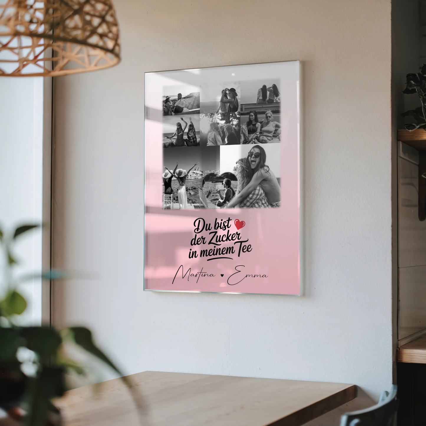 Personalisiertes Fotogeschenk beste Freundin mit 8 Fotos und Herz Motiv Du bist Zucker
