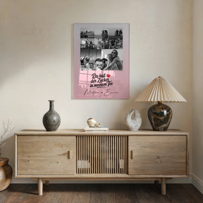 Personalisiertes Fotogeschenk beste Freundin mit 8 Fotos und Herz Motiv Du bist Zucker