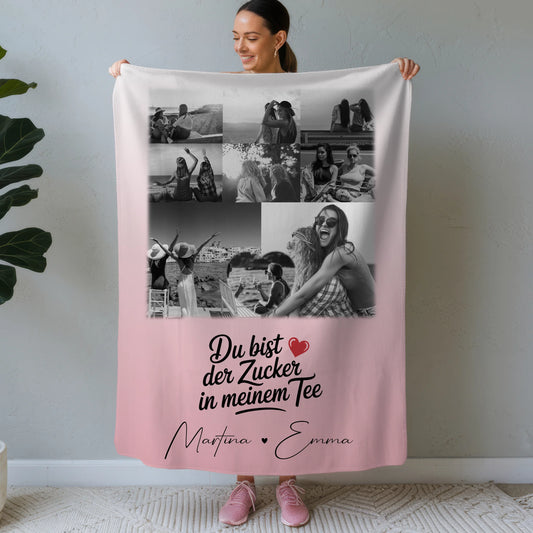 Personalisierte Decke Mit Namen 8 Fotos und 1 Herz Foto Du bist Zucker Geschenkidee 1