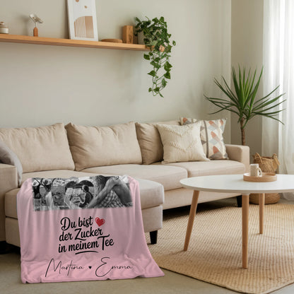 Personalisierte Decke Mit Namen 8 Fotos und 1 Herz Foto Du bist Zucker Geschenkidee 4