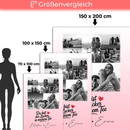 Personalisierte Decke Mit Namen 8 Fotos und 1 Herz Foto Du bist Zucker Geschenkidee 5