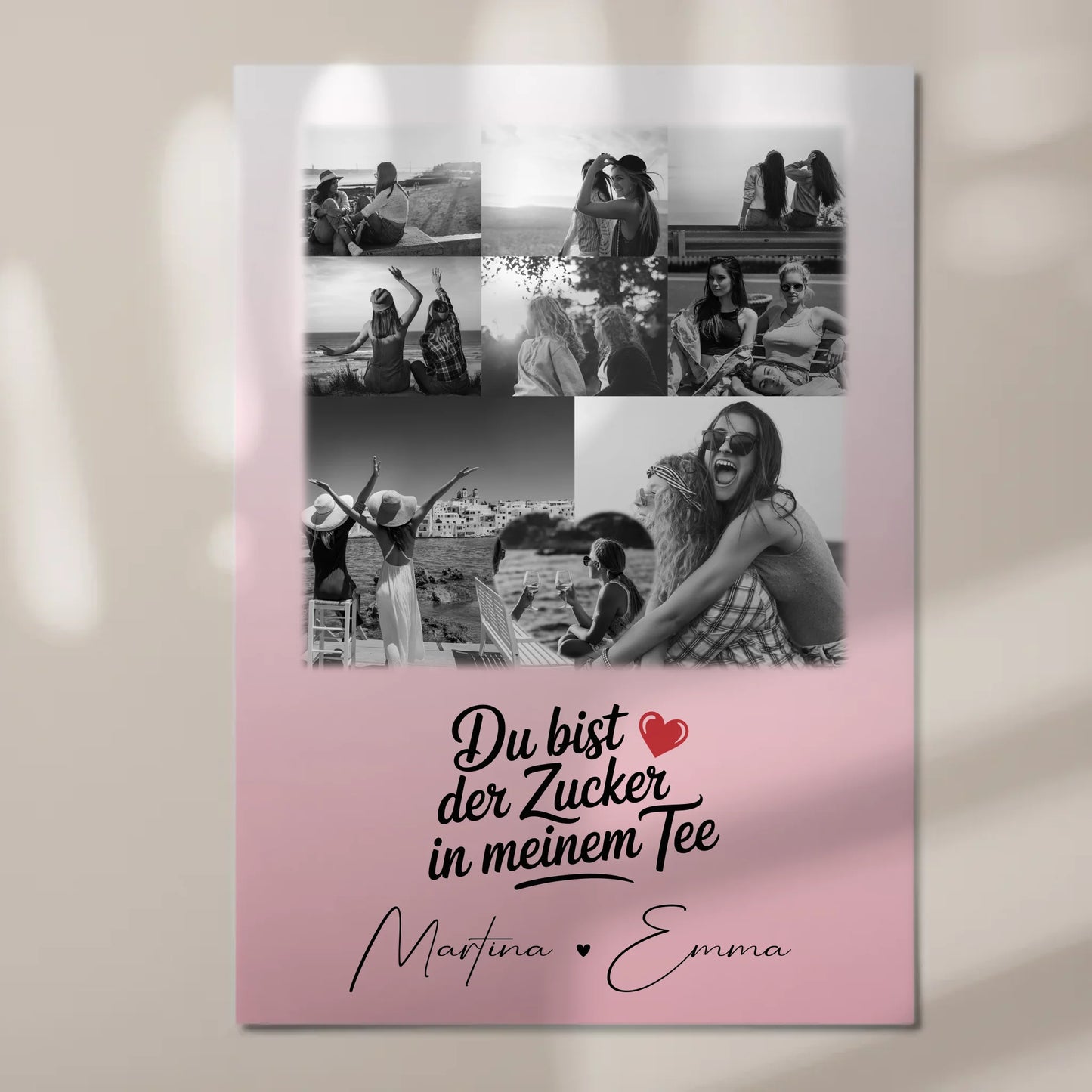Personalisiertes Beste Freundinnen Fotoboard mit 8 Fotos und 1 Herz Foto Du bist Zucker 7