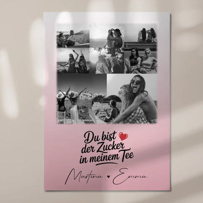 Personalisiertes Beste Freundinnen Fotoboard mit 8 Fotos und 1 Herz Foto Du bist Zucker 7