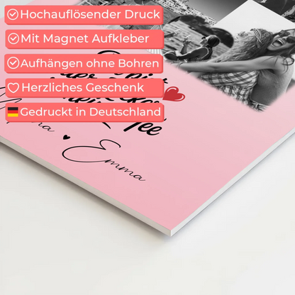 Personalisiertes Beste Freundinnen Fotoboard mit 8 Fotos und 1 Herz Foto Du bist Zucker 10