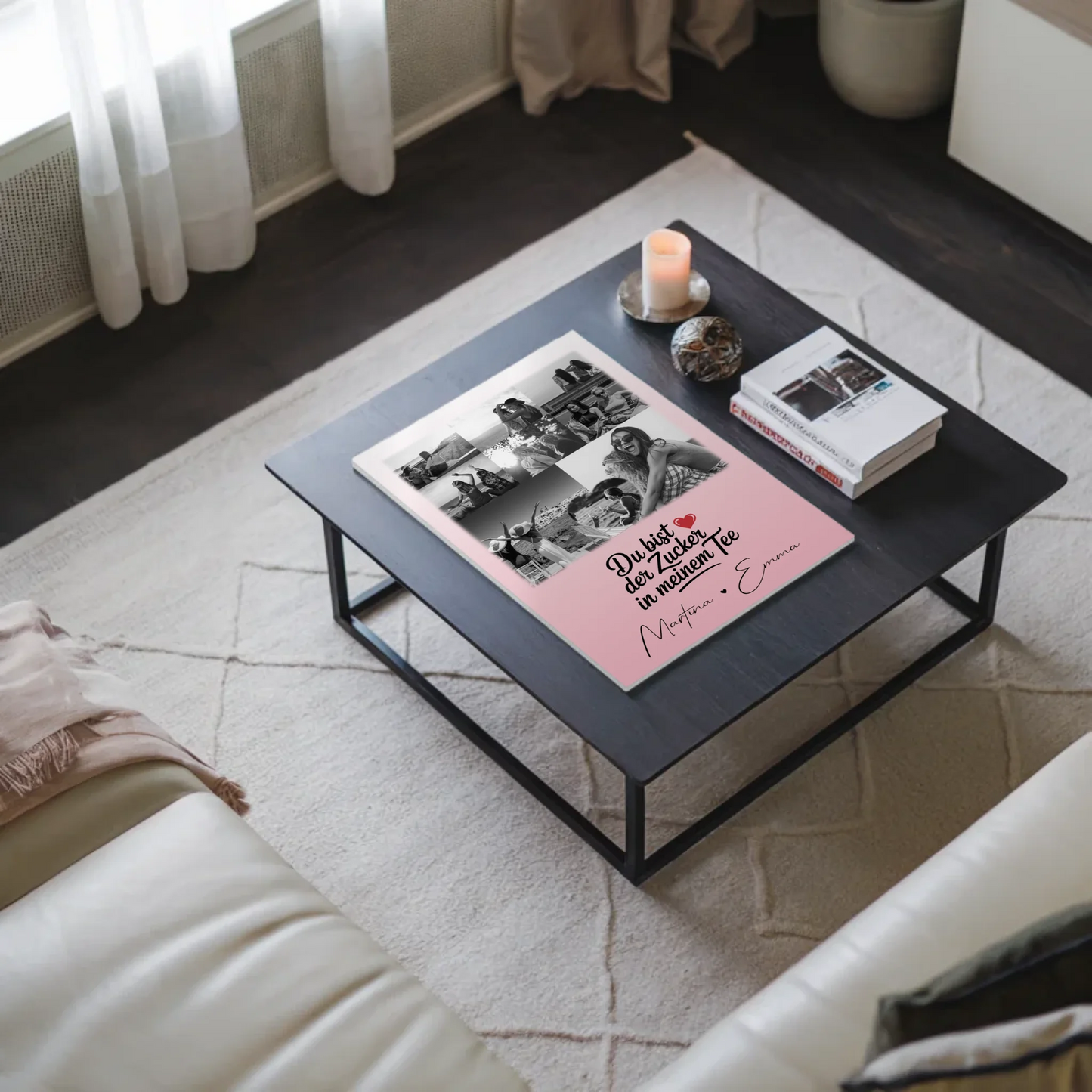 Personalisiertes Beste Freundinnen Fotoboard mit 8 Fotos und 1 Herz Foto Du bist Zucker