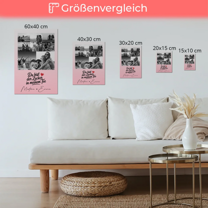 Personalisiertes Beste Freundinnen Fotoboard mit 8 Fotos und 1 Herz Foto Du bist Zucker
