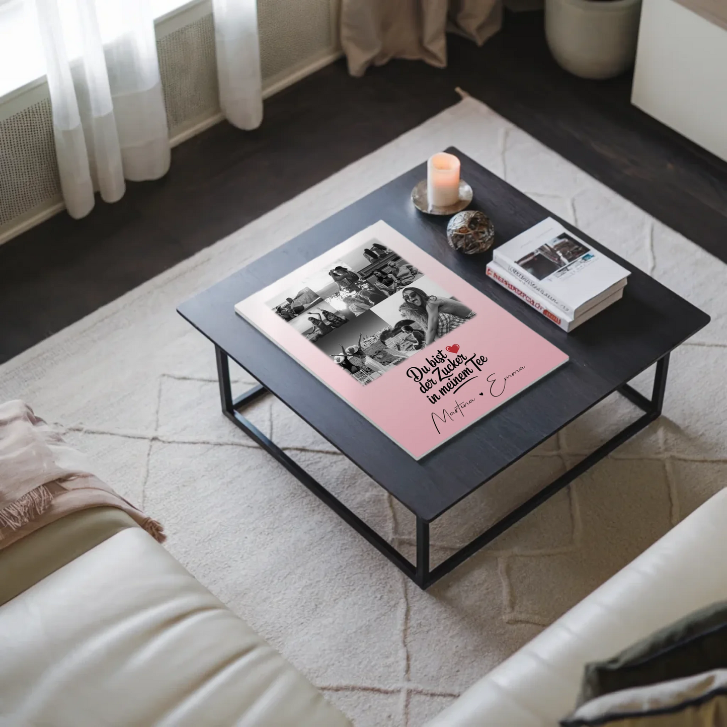 Personalisiertes Beste Freundinnen Fotoboard mit 8 Fotos und 1 Herz Foto Du bist Zucker