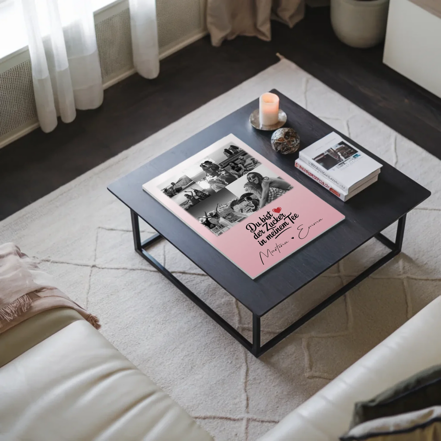 Personalisiertes Beste Freundinnen Fotoboard mit 8 Fotos und 1 Herz Foto Du bist Zucker