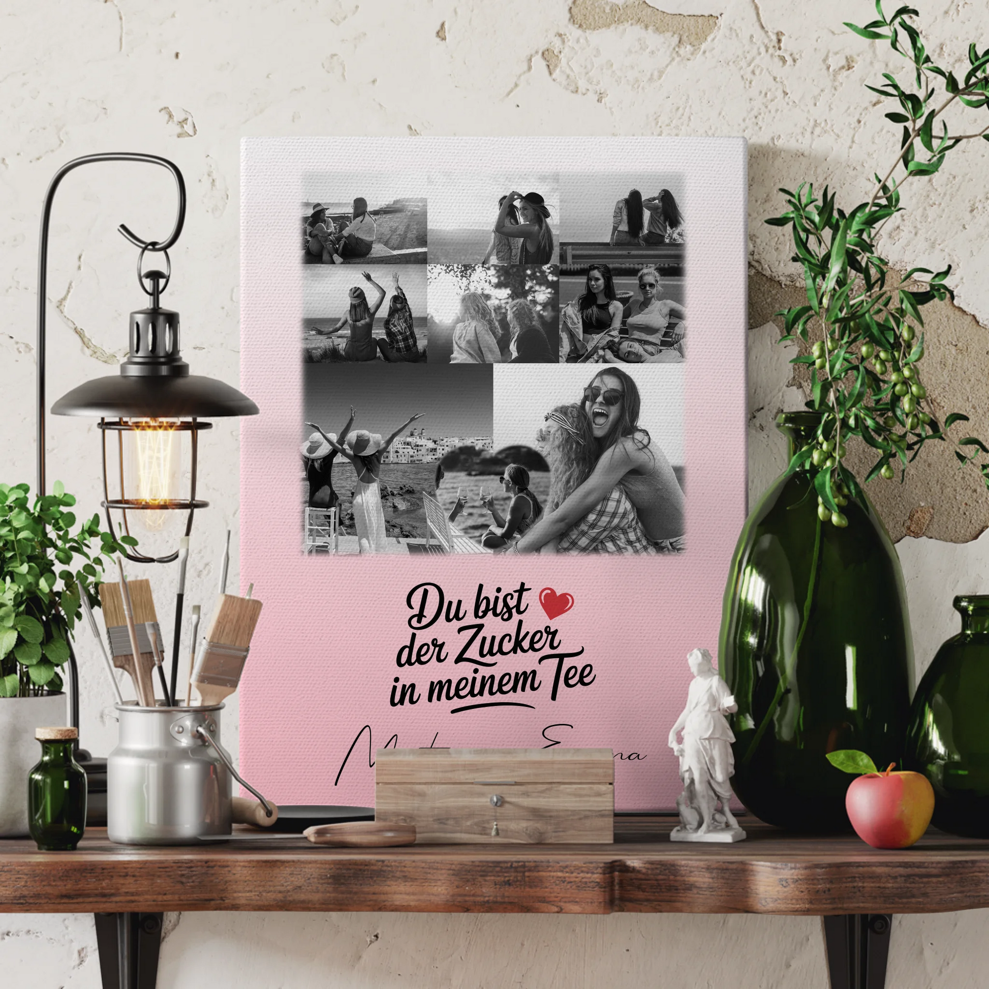 Beste Freundin Leinwand mit 8 Fotos und Herz Foto Du bist Zucker personalisiertes Geschenk 3