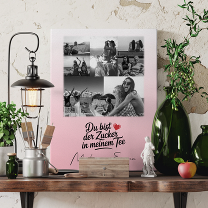 Beste Freundin Leinwand mit 8 Fotos und Herz Foto Du bist Zucker personalisiertes Geschenk 3
