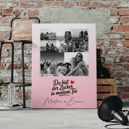 Beste Freundin Leinwand mit 8 Fotos und Herz Foto Du bist Zucker personalisiertes Geschenk 4