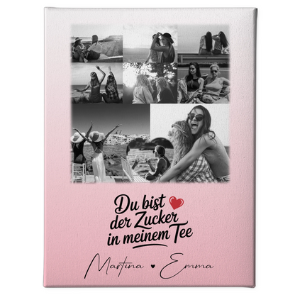 Beste Freundin Leinwand mit 8 Fotos und Herz Foto Du bist Zucker personalisiertes Geschenk 1