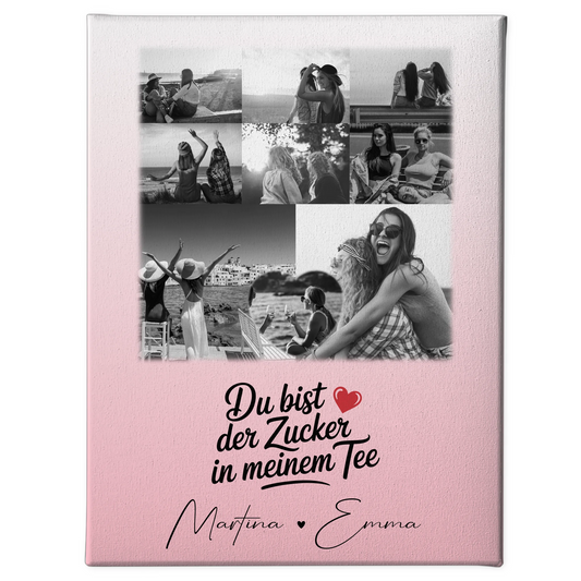 Beste Freundin Leinwand mit 8 Fotos und Herz Foto Du bist Zucker personalisiertes Geschenk 1