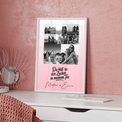 Personalisiertes Bild Freundinnen Poster 8 Fotos und 1 Herz Foto Du bist Zucker Geschenk