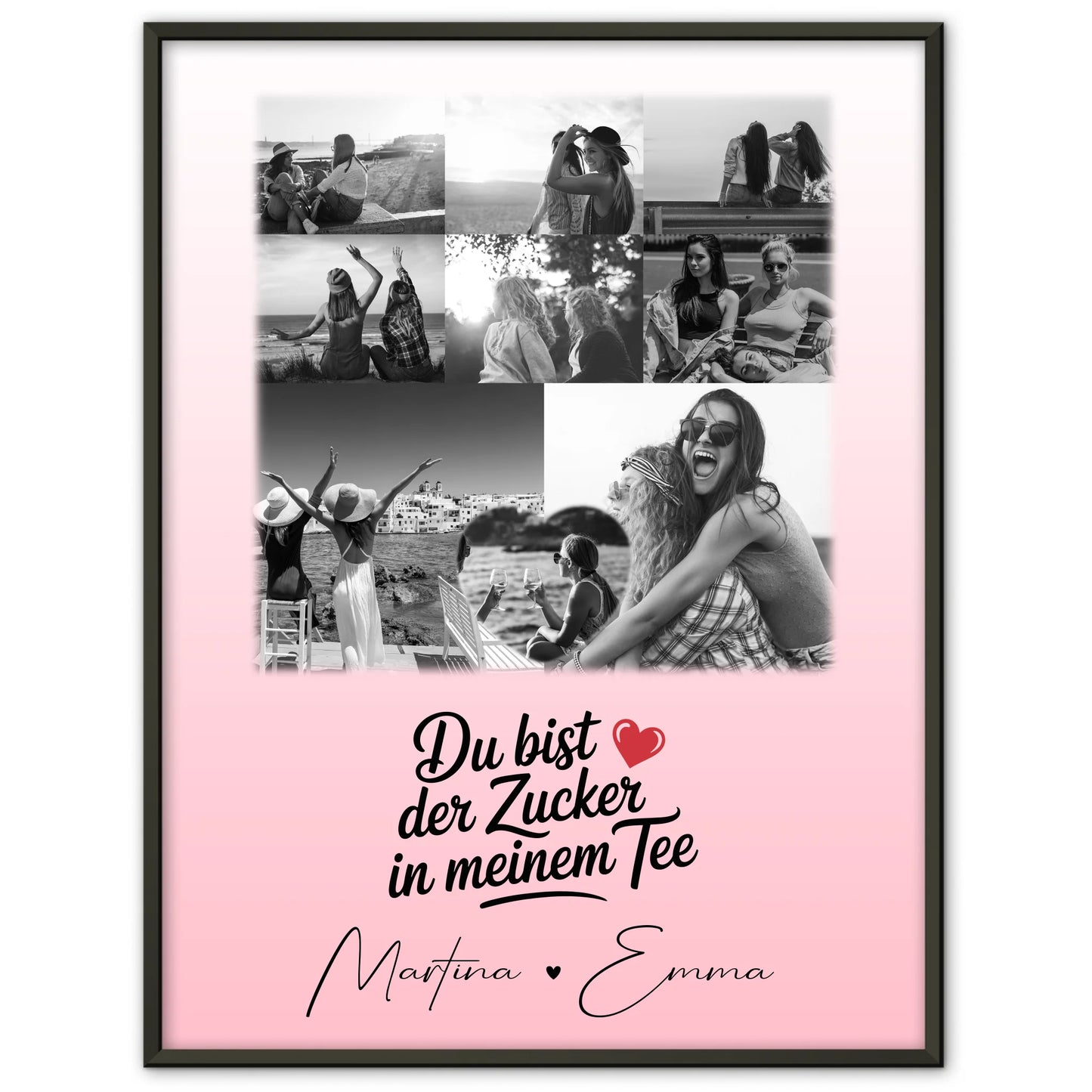 Personalisiertes Bild Freundinnen Poster 8 Fotos und 1 Herz Foto Du bist Zucker Geschenk