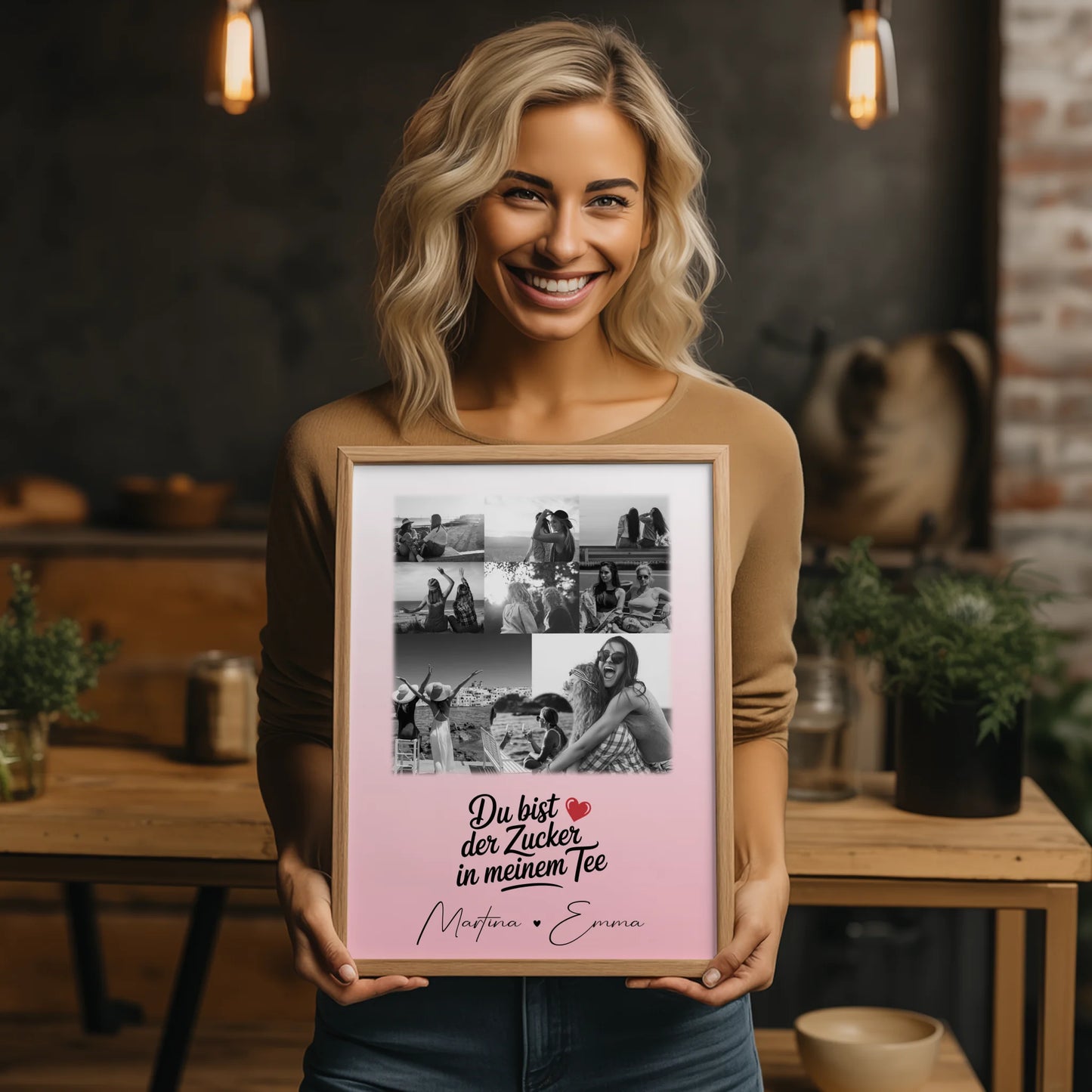 Personalisiertes Bild Freundinnen Poster 8 Fotos und 1 Herz Foto Du bist Zucker Geschenk