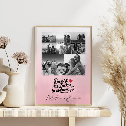 Personalisiertes Bild Freundinnen Poster 8 Fotos und 1 Herz Foto Du bist Zucker Geschenk