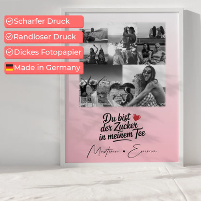 Personalisiertes Bild Freundinnen Poster 8 Fotos und 1 Herz Foto Du bist Zucker Geschenk