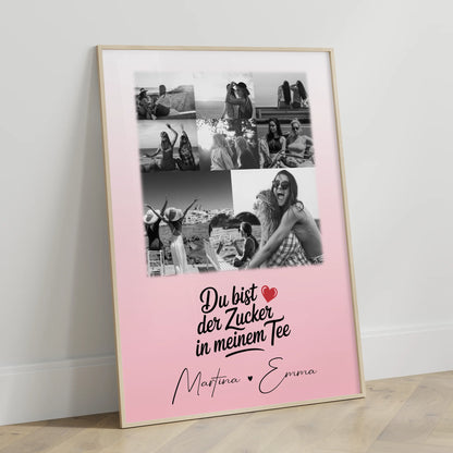 Personalisiertes Bild Freundinnen Poster 8 Fotos und 1 Herz Foto Du bist Zucker Geschenk
