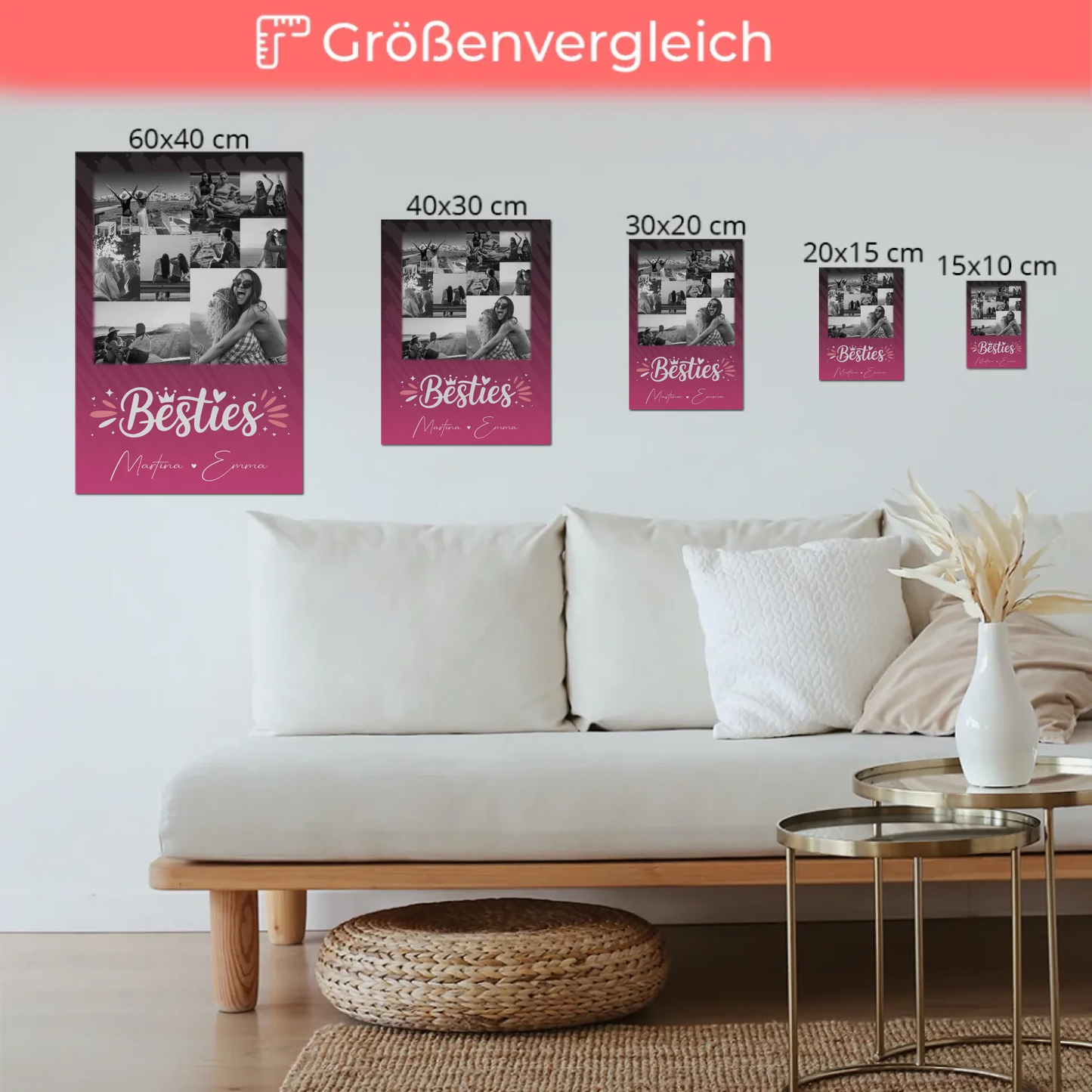 Personalisiertes Fotoboard Beste Freundinnen 9 Fotos Du komisch Ich komisch Geht Schief