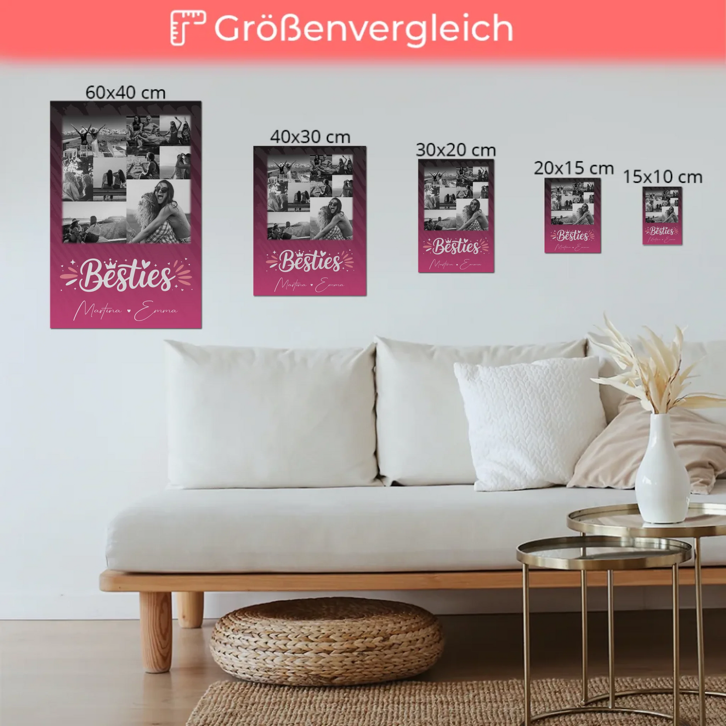 Personalisiertes Fotoboard Beste Freundinnen 9 Fotos Du komisch Ich komisch Geht Schief