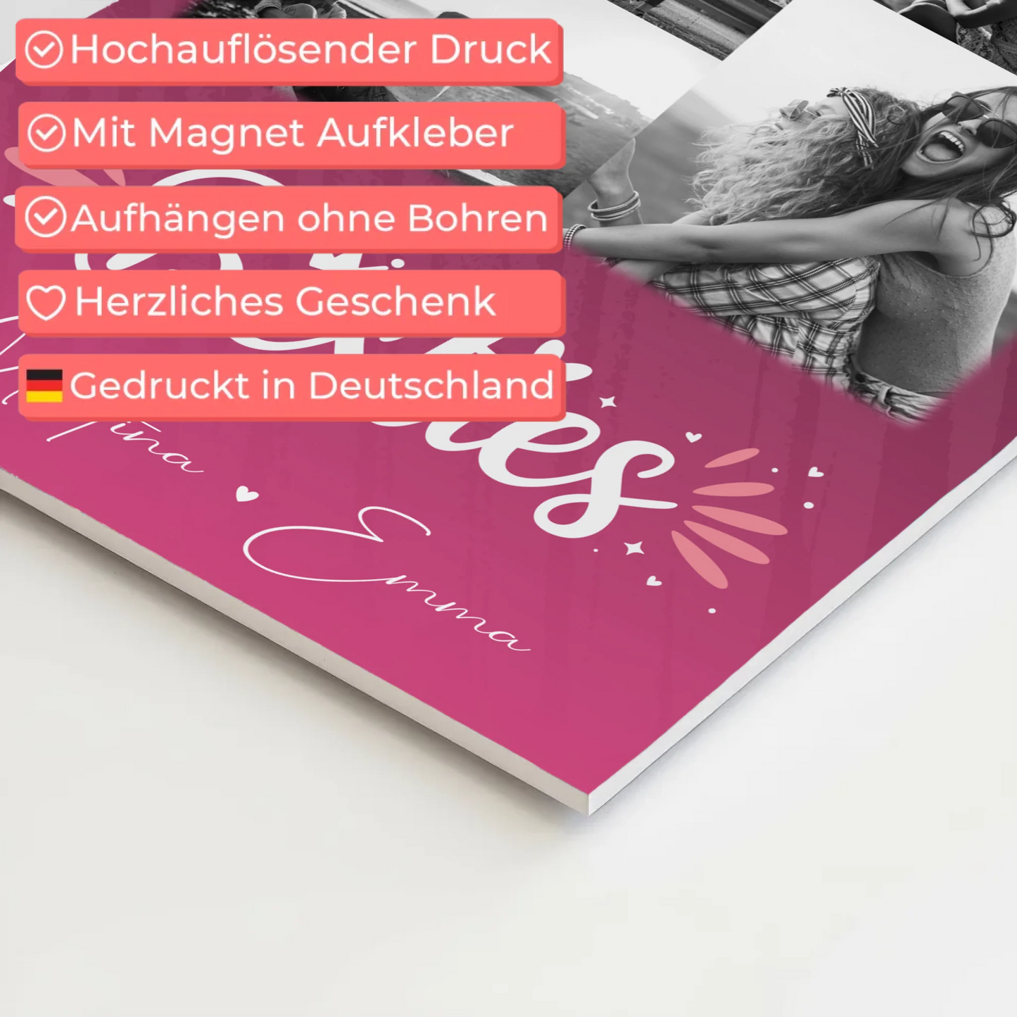 Personalisiertes Fotoboard Beste Freundinnen 9 Fotos Du komisch Ich komisch Geht Schief
