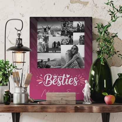 Beste Freundinnen Leinwand mit 9 Fotos Du komisch Ich komisch Geht Schief personalisiertes Geschenk 3