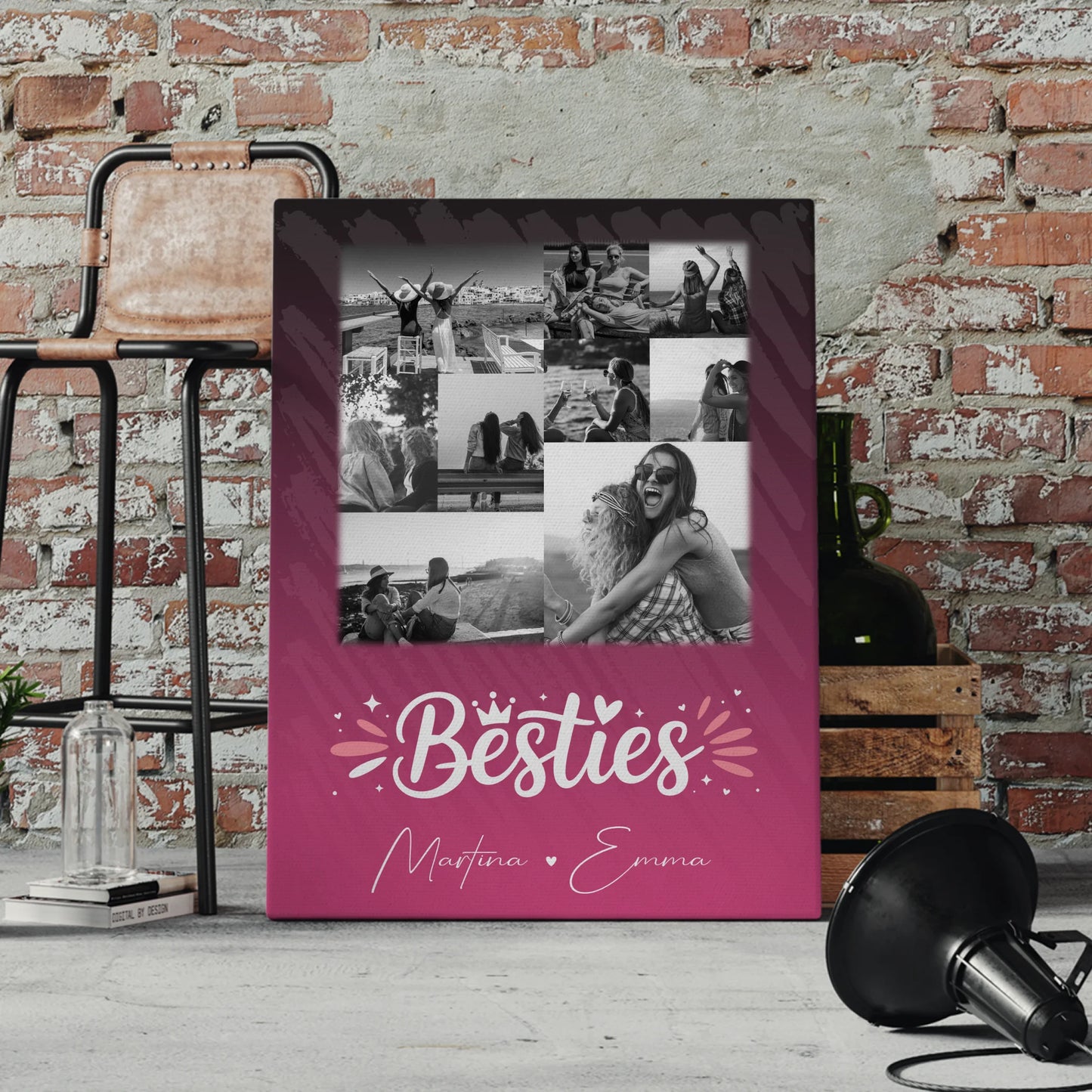 Beste Freundinnen Leinwand mit 9 Fotos Du komisch Ich komisch Geht Schief personalisiertes Geschenk 4