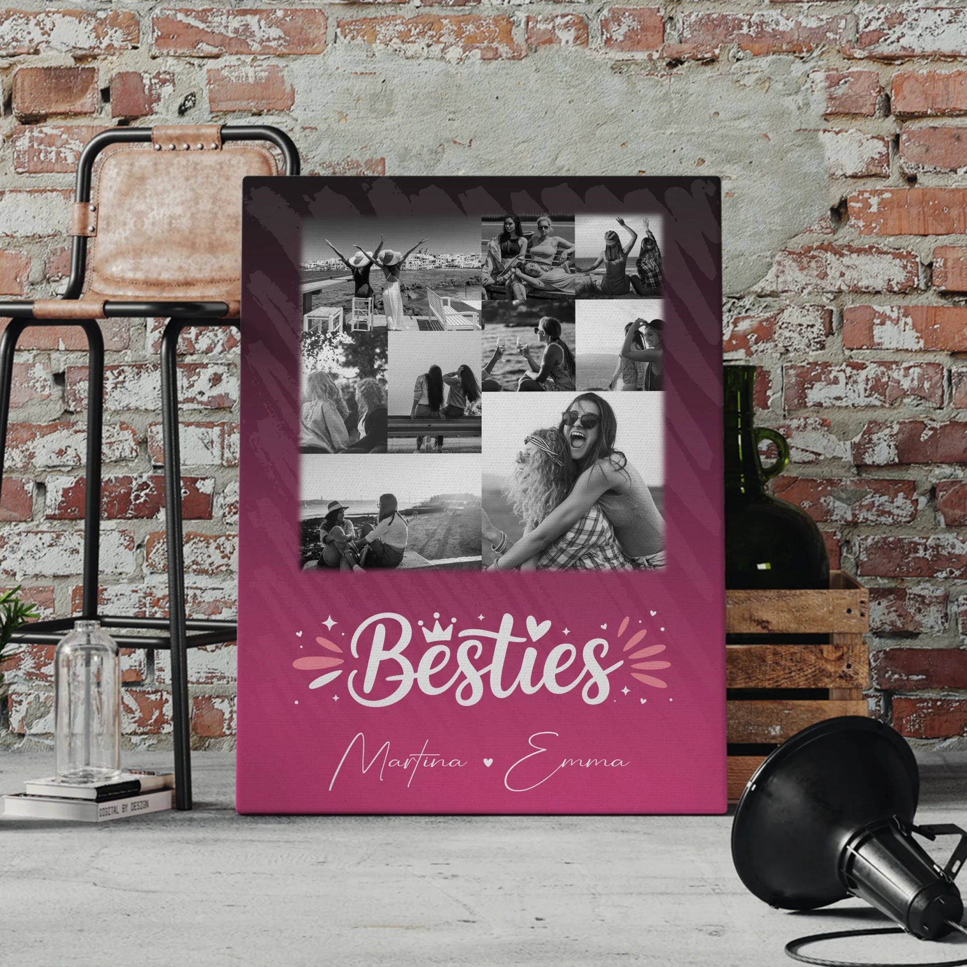 Beste Freundinnen Leinwand mit 9 Fotos Du komisch Ich komisch Geht Schief personalisiertes Geschenk 4