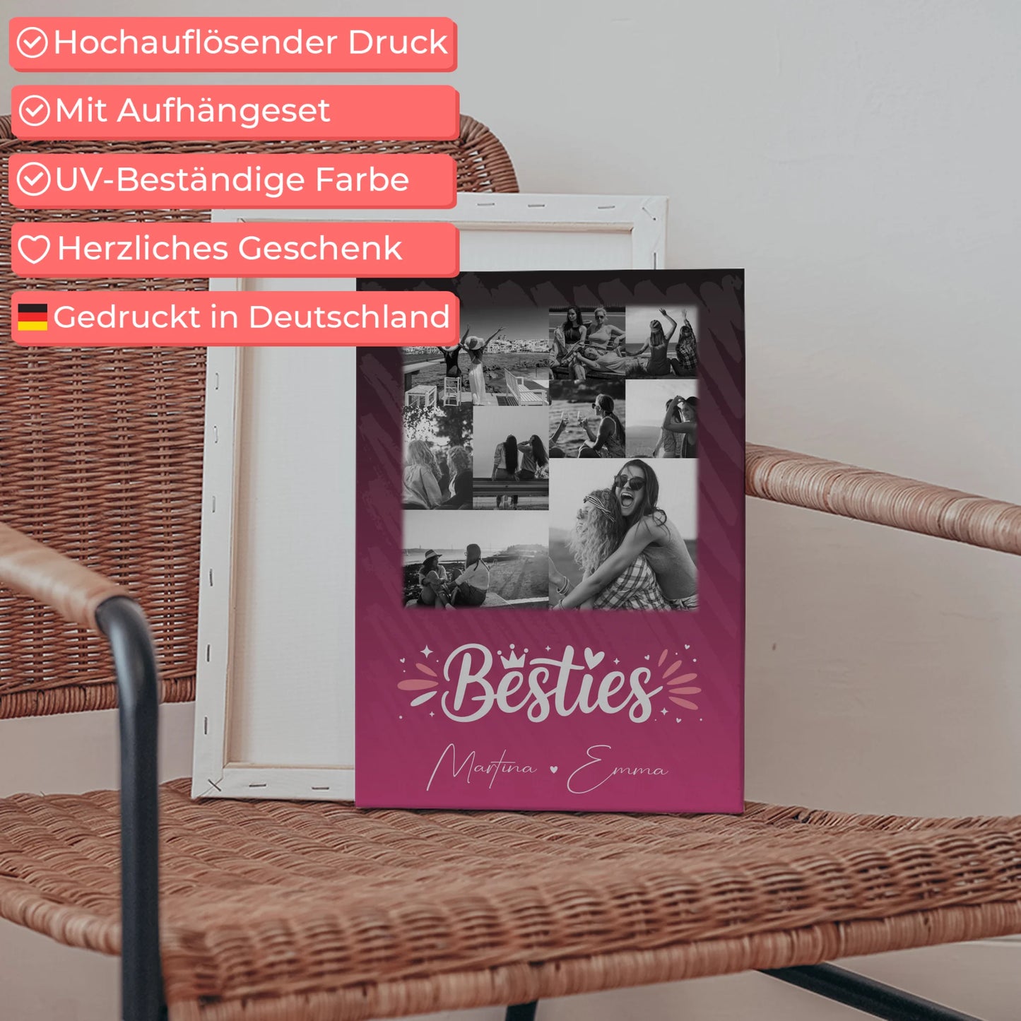 Beste Freundinnen Leinwand mit 9 Fotos Du komisch Ich komisch Geht Schief personalisiertes Geschenk 5