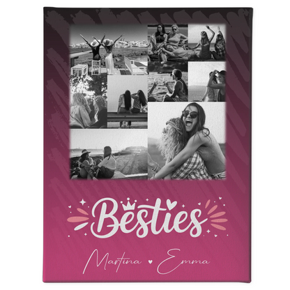 Beste Freundinnen Leinwand mit 9 Fotos Du komisch Ich komisch Geht Schief personalisiertes Geschenk 1